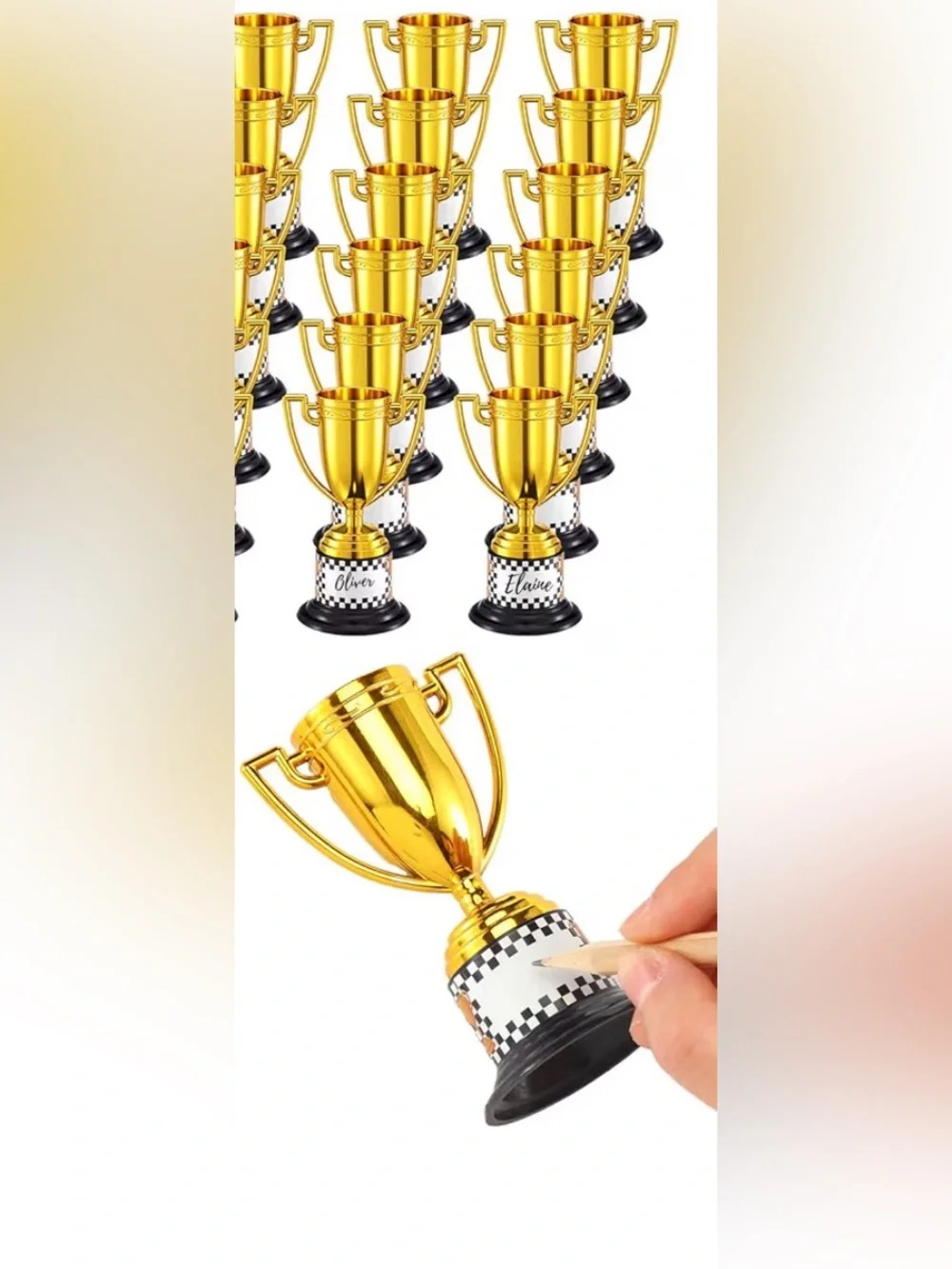 7 Gold Mini Trophy Favor with Checkered Base